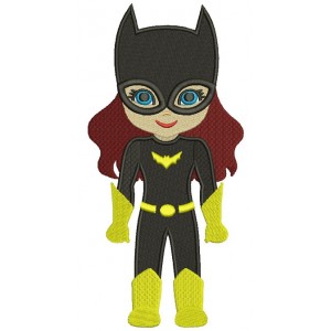 Looks Like Girl Batman Superhero Wearing a Cape Filled Machine Embroidery Design Digitized Pattern